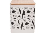 Orion Contenitore Per Alimenti Per Animali Domestici Contenitore In Metallo Per Cibo Per Cani Cibo Per Gatti Con Coperchio In Bambù 14X14X17 Cm