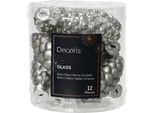 Decorazioni Per L'albero Di Natale Coni 6Cm In Vetro 12 Pezzi - Grigio Marmo