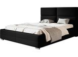 Letto Imbottito Lisbon Con Testiera, 160X200 Cm, Letto Matrimoniale Con Rete E Doghe In Legno, Tessuto Velour, Colore: Nero