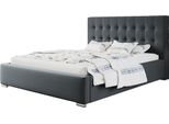Letto Imbottito Rio Con Testiera, 200X200 Cm, Letto Matrimoniale Con Rete A Doghe In Metallo, Tessuto Velour, Colore: Grigio Scuro