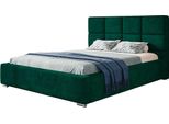 Letto Imbottito Rom Con Testiera, 180X200 Cm, Letto Matrimoniale Con Rete A Doghe In Metallo, Tessuto Velour, Colore: Verde