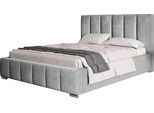 Letto Imbottito Tokio Con Testiera, 160X200 Cm, Letto Matrimoniale Con Rete A Doghe In Metallo, Tessuto Velour, Colore: Grigio