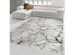 Tappeto Di Design Con Aspetto Marmoreo E Fibre Lucide In Grigio Oro Dimensioni - 200 X 290 Cm