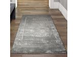 Tappeto Moderno Di Design Orientale - Bordo Grigio Argento Lucido Dimensioni - 80 X 150 Cm