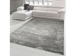 Tappeto Moderno Di Design Orientale - Bordo Grigio Argento Lucido Dimensioni - 120 X 170 Cm