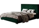 Letto Imbottito Sevilla Con Testiera, 160X200 Cm, Letto Matrimoniale Con Rete E Doghe In Legno, Tessuto Velour Verde