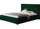 Letto Imbottito Nizza Con Testiera, 160X200 Cm, Letto Matrimoniale Con Rete E Doghe In Legno, Tessuto Velour Verde