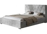 Letto Imbottito Palermo Con Testiera, 120X200 Cm, Letto Matrimoniale Con Rete E Doghe In Legno, Tessuto Velour Grigio