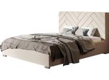 Letto Imbottito Sevilla Con Testiera, 180X200 Cm, Letto Matrimoniale Con Rete E Doghe In Legno, Tessuto Velour Beige