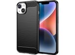 Custodia Per Iphone 14 Plus In Silicone Tpu Morbido, Fibra Di Carbonio, Custodia Protettiva Antiurto Nera