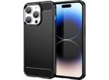 Custodia Per Iphone 14 Pro In Silicone Tpu Morbido, Fibra Di Carbonio, Custodia Protettiva Antiurto Nera