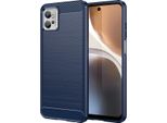 Custodia Per Motorola Moto G32 In Silicone Tpu Morbido, Fibra Di Carbonio, Custodia Protettiva Antiurto Blu