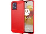 Custodia Per Motorola Moto G73 In Silicone Tpu Morbido, Fibra Di Carbonio, Custodia Protettiva Antiurto Rossa