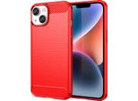 Custodia Per Iphone 14 In Silicone Tpu Morbido, Fibra Di Carbonio, Custodia Protettiva Antiurto Rossa
