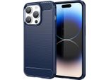 Custodia Per Iphone 14 Pro Max In Silicone Tpu Morbido, Fibra Di Carbonio, Custodia Protettiva Antiurto Blu