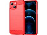 Custodia Per Iphone 13 In Silicone Tpu Morbido, Fibra Di Carbonio, Custodia Protettiva Antiurto Rossa