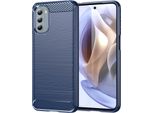 Custodia Per Motorola Moto G41 In Silicone Tpu Morbido, Fibra Di Carbonio, Custodia Protettiva Antiurto Blu