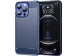 Custodia Per Iphone 13 Pro Max In Silicone Tpu Morbido, Fibra Di Carbonio, Custodia Protettiva Antiurto Blu