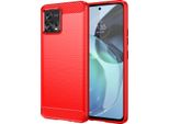 Custodia Per Motorola Moto G72 In Silicone Tpu Morbido, Fibra Di Carbonio, Custodia Protettiva Antiurto Rossa