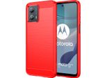 Custodia Per Motorola Moto G53 In Silicone Tpu Morbido, Fibra Di Carbonio, Custodia Protettiva Antiurto Rossa