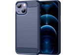 Custodia Per Iphone 13 In Silicone Tpu Morbido, Fibra Di Carbonio, Custodia Protettiva Antiurto Blu