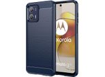 Custodia Per Motorola Moto G73 In Silicone Tpu Morbido, Fibra Di Carbonio, Custodia Protettiva Antiurto Blu