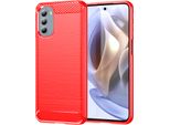 Custodia Per Motorola Moto G41 In Silicone Tpu Morbido, Fibra Di Carbonio, Custodia Protettiva Antiurto Rossa