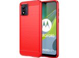 Custodia Per Motorola Moto E13 In Silicone Tpu Morbido, Fibra Di Carbonio, Custodia Protettiva Antiurto Rossa