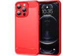 Custodia Per Iphone 13 Pro Max In Silicone Tpu Morbido, Fibra Di Carbonio, Custodia Protettiva Antiurto Rossa