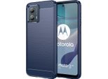 Custodia Per Motorola Moto G53 In Silicone Tpu Morbido, Fibra Di Carbonio, Custodia Protettiva Antiurto Blu