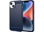 Custodia Per Iphone 14 In Silicone Tpu Morbido, Fibra Di Carbonio, Custodia Protettiva Antiurto Blu