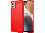 Custodia Per Motorola Moto G32 In Silicone Tpu Morbido, Fibra Di Carbonio, Custodia Protettiva Antiurto Rossa