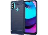Custodia Per Motorola Moto E20 / E30 / E40 In Silicone Tpu Morbido, Fibra Di Carbonio, Custodia Protettiva Antiurto Blu