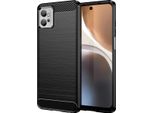 Custodia Per Motorola Moto G32 In Silicone Tpu Morbido, Fibra Di Carbonio, Custodia Protettiva Antiurto Nera
