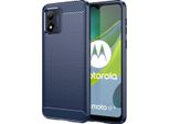 Custodia Per Motorola Moto E13 In Silicone Tpu Morbido, Fibra Di Carbonio, Custodia Protettiva Antiurto Blu