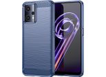Custodia Per Realme 9 5G In Silicone Tpu Morbido, Fibra Di Carbonio, Custodia Protettiva Antiurto Blu
