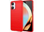 Custodia Per Realme 10 4G In Silicone Tpu Morbido, Fibra Di Carbonio, Custodia Protettiva Antiurto Rossa