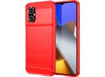 Custodia Per Xiaomi Poco M4 5G In Silicone Tpu Morbido, Fibra Di Carbonio, Custodia Protettiva Antiurto Rosso