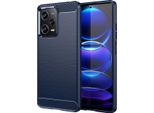 Custodia Per Xiaomi Poco X5 Pro / Redmi Note 12 Pro In Silicone Tpu Morbido, Fibra Di Carbonio, Custodia Protettiva Antiurto Blu