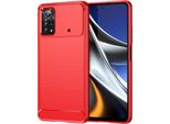 Custodia Per Xiaomi Poco X4 Pro 5G In Silicone Tpu Morbido, Fibra Di Carbonio, Custodia Protettiva Antiurto Rosso