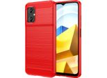 Custodia Per Xiaomi Poco M5 4G In Silicone Tpu Morbido, Fibra Di Carbonio, Custodia Protettiva Antiurto Rosso