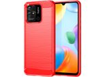Custodia Per Xiaomi Redmi 10C In Silicone Tpu Morbido, Fibra Di Carbonio, Custodia Protettiva Antiurto Rossa