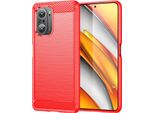Custodia Per Xiaomi Poco F3 In Silicone Tpu Morbido, Fibra Di Carbonio, Custodia Protettiva Antiurto Rosso