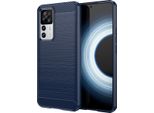 Custodia Per Xiaomi Redmi K50 Ultra Morbido Silicone Tpu, Fibra Di Carbonio, Custodia Protettiva Antiurto Blu