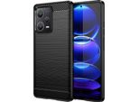 Custodia Per Xiaomi Redmi Note 12 Pro+ In Silicone Tpu Morbido, Fibra Di Carbonio, Custodia Protettiva Antiurto Nera