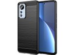 Custodia Per Xiaomi 12 Lite In Silicone Tpu Morbido, Fibra Di Carbonio, Custodia Protettiva Antiurto Nera