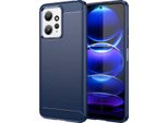 Custodia Per Xiaomi Redmi Note 12 4G In Silicone Tpu Morbido, Fibra Di Carbonio, Custodia Protettiva Antiurto Blu