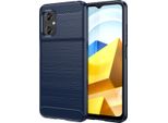 Custodia Per Xiaomi Poco M5 4G In Silicone Tpu Morbido, Fibra Di Carbonio, Custodia Protettiva Antiurto Blu