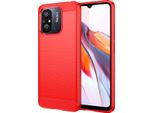 Custodia Per Xiaomi Redmi 12C In Silicone Tpu Morbido, Fibra Di Carbonio, Custodia Protettiva Antiurto Rossa