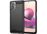 Custodia Per Xiaomi Redmi Note 10 4G / Note 10S In Silicone Tpu Morbido, Fibra Di Carbonio, Custodia Protettiva Antiurto Nera